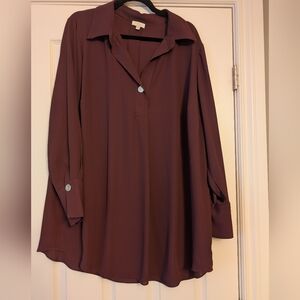 Chic Women's Burgundy Button-Down Shirt